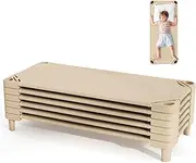 Giantex Stackable Daycare Cots for Sleeping, 51" L x 22.5" W Portable Nap Cots for Kids and Toddlers w/Easy Lift Corners, Space-Saving Toddler Bed for Preschool Classroom Pet Daycare, Pack of 6, Sand
