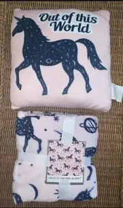 UNICORN OUT OF WORLD Plush Throw Blanket 50 X 60 + Plush Pillow