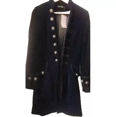 DarcChic Womens Gothic Velvet Coat Steampunk Riding Jacket Victorian Corset S