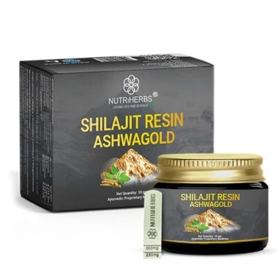 NUTRiHERBS Shilajit Resin Ashwagold 10g – Pure Himalayan Shilajit for Men & Wome
