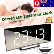 LED Electronic Digital Alarm Clock Snooze Bedside Table Time Display USB Office