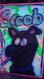 Scooby Doo Wall Art Decor 16x20 COOL Blacklight - "SCOOB" PAINTING - ORIGINAL