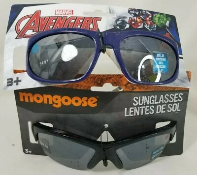 2 Sunglasses MARVEL Avengers & Mongoose Bike Kids Boys 100% UV Eye Protection