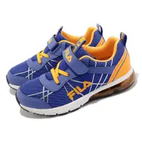 在飛比找Yahoo奇摩購物中心優惠-Fila 慢跑鞋 J435X 童鞋 中大童 藍橘色 魔鬼氈 