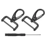 2Pcs Swivel Clasps, 1.26" D Ring Detachable Snap Hook with Screwdriver, Black