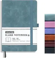 LEAGIM Blank Journal Notebook, A5, 192 Pages 100 GSM Thick Sketch Book for Women Men, Hardcover Leather Unlined Journaling for Work, Notebooks for Writing, 5.8 inches x 8.5 inches (Green)