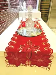 Christmas Table Runner Cover Cloth Decoration 16 x 72 Inches, White / Red