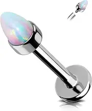 [Jewseen] G23 Titanium Lip Piercing Jewelry Internally Threaded Lip Rings 16G Cartilage Stud Opal Monroe Piercing Jewelry Vertical Labret Piercing Jewelry Tragus Helix Stud Earring for Women Men