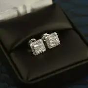 Certified VVS1 Asscher Cut Halo Luxury Moissanite Earrings