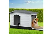 i.Pet Dog Kennel House Extra Large Outdoor Plastic Puppy Pet Cabin Shelter XL Grey