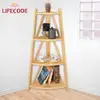 LIFECODE《極簡風》黃松木四層角落置物架/實木置物架