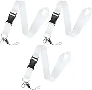 uxcell 3-Pack Breakaway Lanyard for Keys, White 1" Wide Keychain Long ID Badges Neck Lanyard Strap with Quick Release Buckle for Man/Woman/Girls/Teacher, ID Holder Folder
