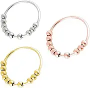 CIYODO 3pcs Anxiety Relief Ring Fidget Ring for Men Stainless Steel Bead Decorative Jewelry