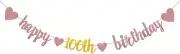 WEIANDBO Happy 100TH Birthday Rosegold Shiny Glitter Banner,Pre-Strung,100Th Bir