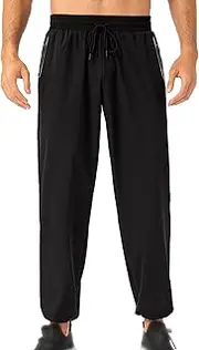 [Generic] Mens Casual Drawstring Pants Lightweight Elastic Waist Jogging Sweatpants Twill Straight-Fit Jogger Running Pant for Men