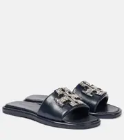 [Tory Burch] Tory Burch Double T Deco Sport leather slides UK 2.5 blue