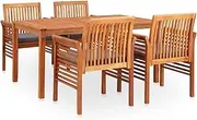vidaXL Solid Wood Acacia Outdoor Dining Set 5 Piece with Cushions Terrace Garden Patio Backyard Dinner Table and Chair Furniture Set