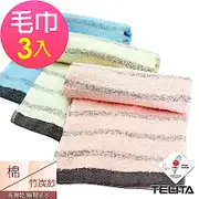 (3條組) MIT粉彩竹炭條紋易擰乾毛巾 TELITA