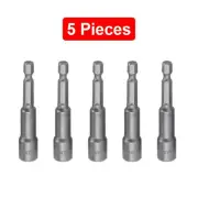5Pcs 8mm Magnetic Tech Screw Driver Bits Drill Nut Setter Roofing Cladding Set