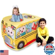 Cocomelon Musical Yellow School Bus Pop Up Tent, Foldable, Imaginative Play,