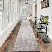 Narrow Carpet Hallway Hall Runner Rug 100cm 1.5m 2m 250cm 300cm 4m 5m 6m Washable Rubber Backed Non Slip Floor Mat, Kitchen Hall Stairs Entrance Area Rugs, Grey(120x200cm)