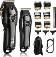 SUPRENT® PRO Professional Hair Clippers for Men- Barber Clipper Set with LED Display for Mens Gifts-Cordless Hair Cutting Kit & Zero Gap T-Blade Trimmer Combo-（Black)