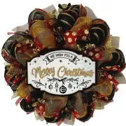 We Wish You A Merry Christmas Handmade Deco Mesh Wreath