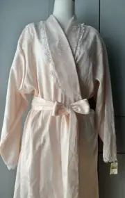 NWT VTG CHARTER CLUB INTIMATES PASTEL PEACH ROBE SIZE MEDIUM LACE VICTORIAN