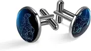 [Generic] Men's Cufflinks, Man Riding Horse Starlight Cuff Links for Men, Classic Cufflinks Black for Suit Shirt Wedding Business Birthday Jewelry Gift