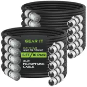 GearIT XLR to XLR Microphone Cable (6 Feet, 10-Pack) XLR Male to Female Mic C...