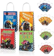 12x Monster Truck Party Favour Bag Birthday Party Decoration Paper Bag Treat Bag Gift Bag Gable Box Themed Favours