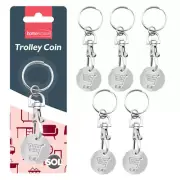 1/3/6 Trolley Coin Keyring Removable Supermarket £1 Pound Shopping Cart Token Ho