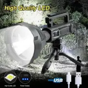 Ultra-Bright Powerful 200000LM LED Flashlight with Flashlight/Work Light/Spotlight/Searchlight 4 Modes and USB Rechargeable Convenience