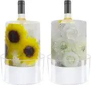 2 Pack DIY Ice Buckets for Parties,Acrylic Beverage Tub Ice Mold Wine Bottle ...