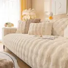 Thick Rabbit Plush Sofa Covers 1 2 3 Seater, Non-Slip Sofa Slipcovers for Corner