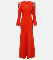 [Jenny Packham] Jenny Packham Kay embellished crêpe gown AU 10 red