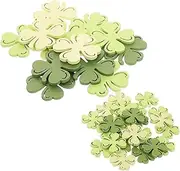 WESIEVYA St Patricks Day Irish Decorations 100pcs Wooden Shamrock Slices Confetti Home Adornment for Party