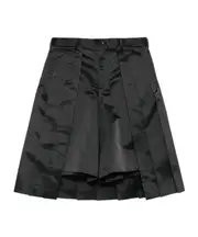 pleated shorts M black