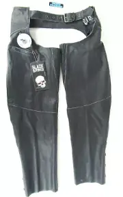 Black Brand Premium Leather Motorcycle Chaps Black Men's Size 2XL XXL