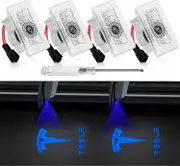 Tesla Door Lights Logo Projector, Ultra-bright Tesla Puddle Lights With Tool, Never Fade Hd Welcome Step Lights, Plug & Play (4 Pack/blue
