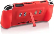 Red Switch OLED Protective Grip Case with Game Storage and Kickstand - Nintendo Switch OLED Compatible