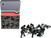 Formula One F1 Pit Crew 7 Figurine Set Team Black Release II for 1/18 Scale by