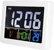Digital Calendar Alarm Day Clock, LCD Large Screen Bedroom Home Office Clock with Date and Day Temperature for Seniors Elderly Kids Girls Student for Desk Wall Mounted