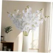6 Pcs Artificial Orchid Stems 33.5" Tall 9 Large Petals Fake White