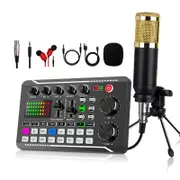F998 Mulitfunctional Live Sound for PC Phone Studio Recording Gaming Audio Mixer Live Sound Card Triangle Suit Golden