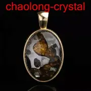 37.4Ct Pallasite Meteorite Pendant Brenham Meteorite Necklace --13