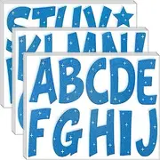 Waynoda 155 Pieces Bulletin Board Letters 15 Sheets 4 Inch Glitter Letter Stickers for Poster Board Stick on Letters for Bulletin Board Display Home School Classroom Decor(Blue)