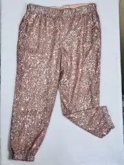 NWT Ann Taylor Loft Women’s Sz Large Pink Sequin Pull On Jogger Pants (H)