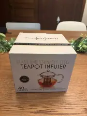 BRAND NEW: WILLOW & EVERETT GLASS STAINLESS STEEL TEAPOT INFUSER 40 OZ