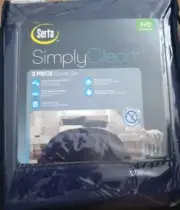 Serta Simply Clean 3 Piece Duvet Set F/Q Full/Queen Dark Blue